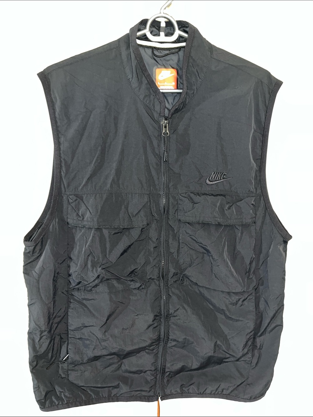 Nike Lightweight Running Vest Jacket 100% nylon zip pockets FZ0748-010 Black S